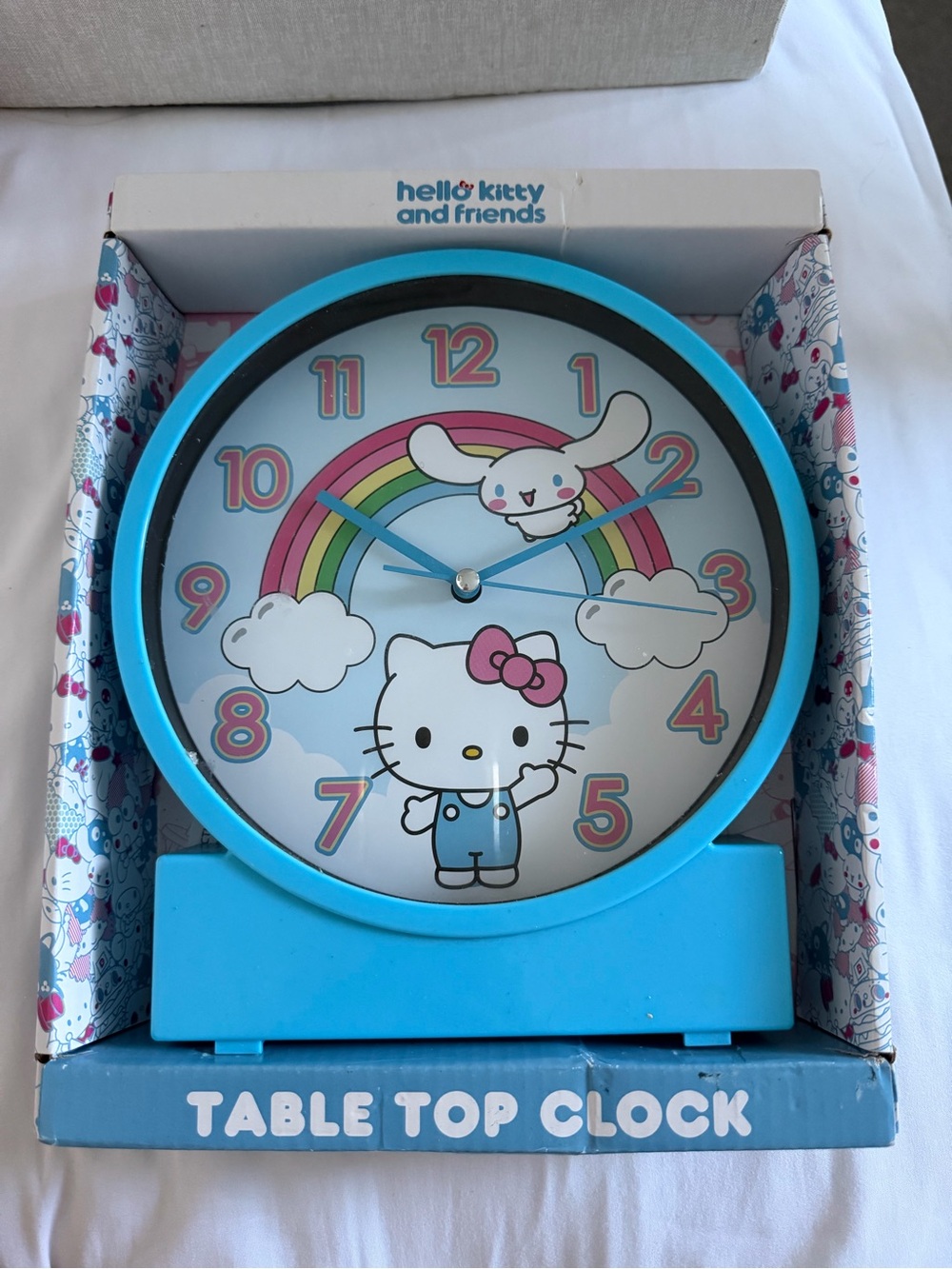 Hello Kitty Blue and Pink Rainbow Table Top Clock
